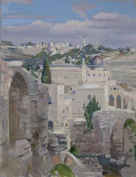 Иерусалим, 2014, 45х57, картон, масло