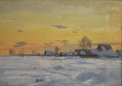 Зимой в деревне, 1997, 22х31, холст, масло